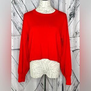 Silverflint Cropped Knit Sweater Long Sleeves Red L